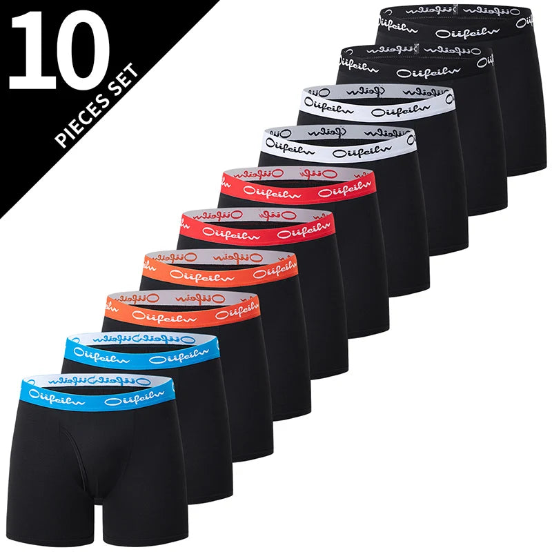5/10 Pack Multi-Size Teenagers to Adults Men'S Boyshort Leisure Sports Joker Elastic Waist Long Men'S Underwear Can Be Parent-Ch
