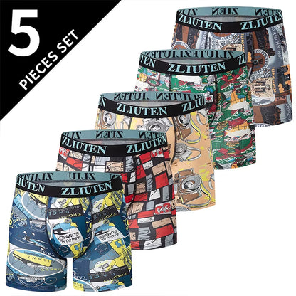 5/10 Pack Multi-Size Teenagers to Adults Men'S Boyshort Leisure Sports Joker Elastic Waist Long Men'S Underwear Can Be Parent-Ch